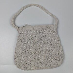 Vintage Carlos D'Santi Crochet Woven Knit Pearl Handbag Purse